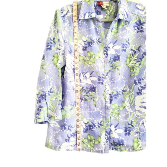 2/$35 Sale JM Colection 100% Linen Jacket-Blouse Lilac Print Size 12 Like New - Picture 8 of 12